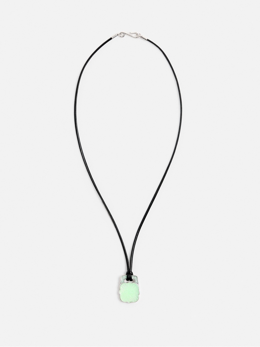 Zara x Nanushka Jade Green Floral Pendant Cord Necklace NWT